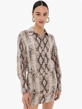 Pistola Python Knox Edgy Lightweight Mini Shirt Dress Animal Print Mobwife. XS